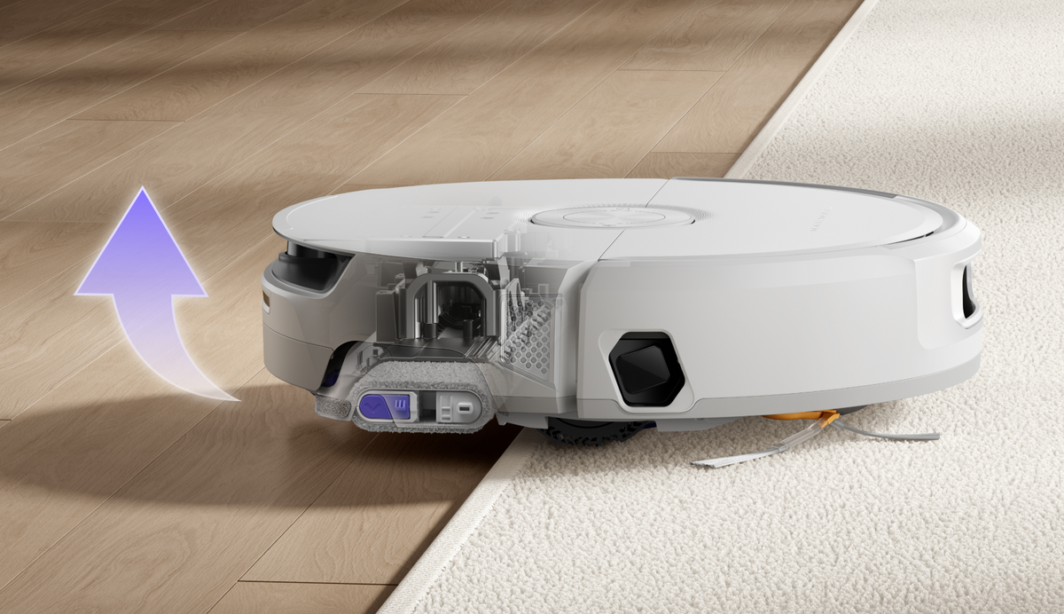 Relevage automatique de la serpillière du Narwal R32 sur tapis