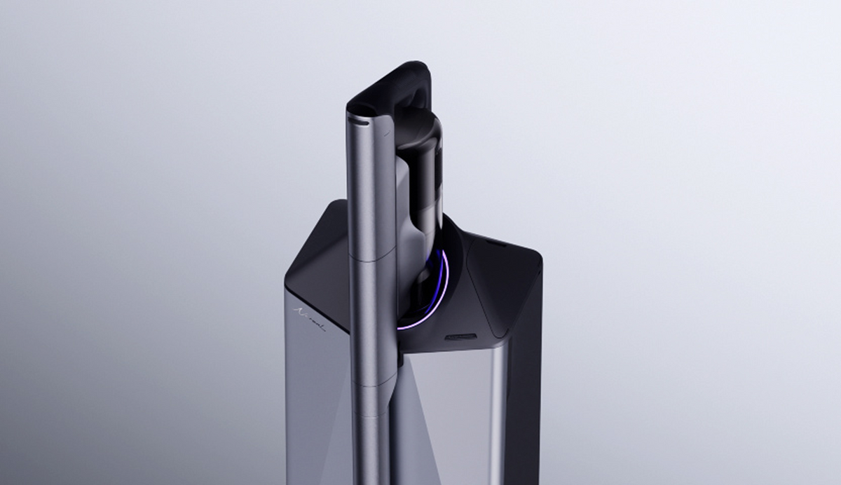 Narwal V50 Cube station with the illuminated Halo status ring